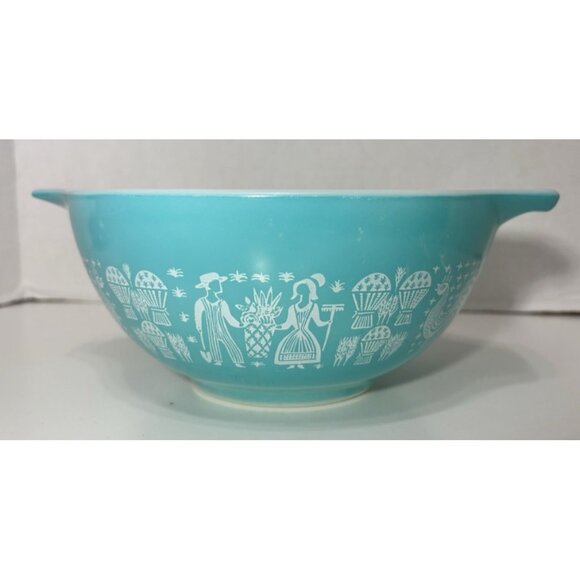 Pyrex Amish Turquoise Teal Butterprint Cinderella Nesting Mixing Bowls Set of 3 - Picture 7 of 11